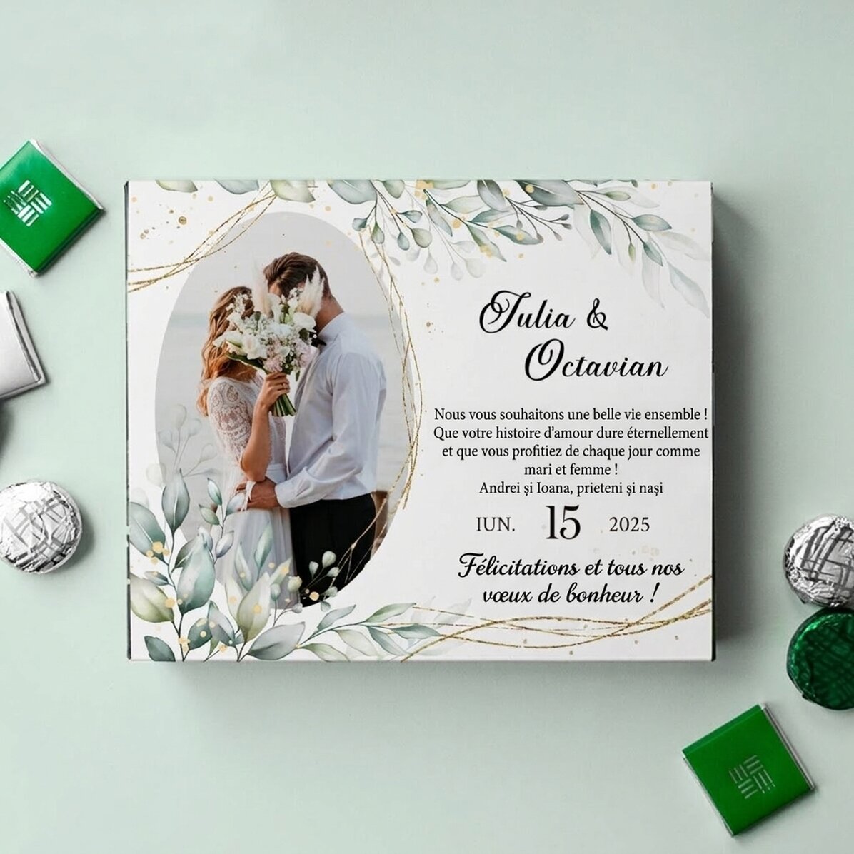 Boîte de bonbons personnalisée avec un message et une photo - Casa de piatra