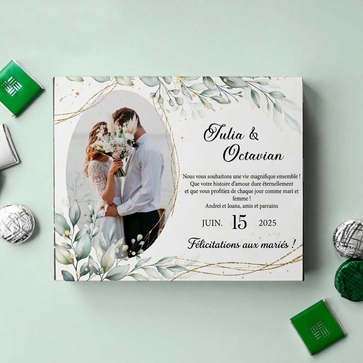 Boîte de bonbons personnalisée avec un message et une photo - Casa de piatra