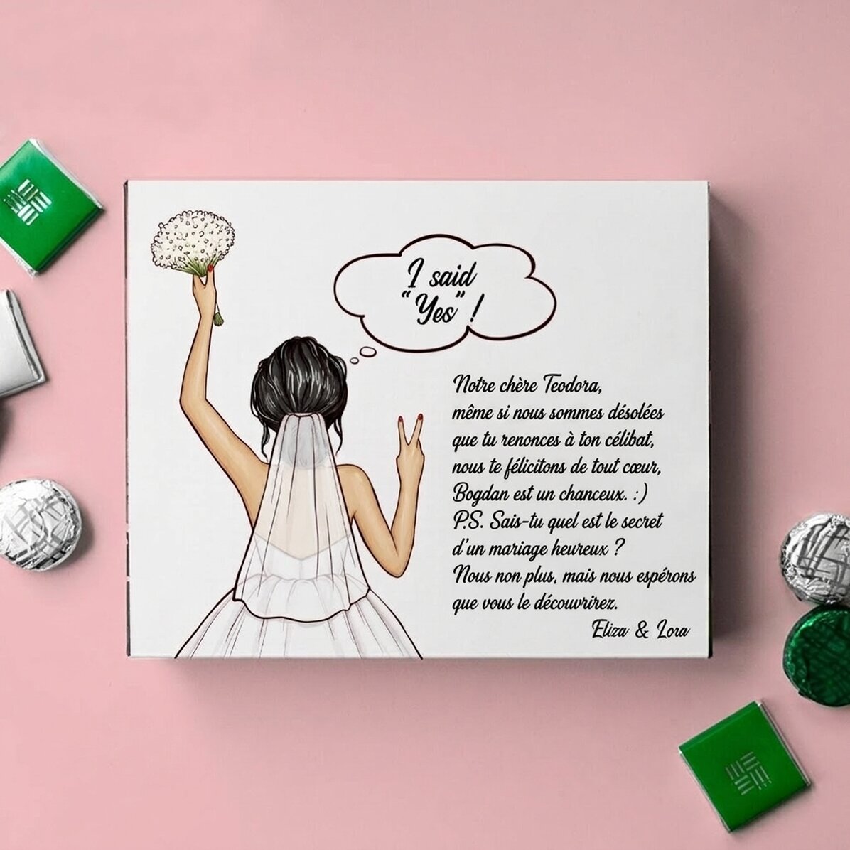 Boîte de bonbons personnalisée avec un message - Future mariée