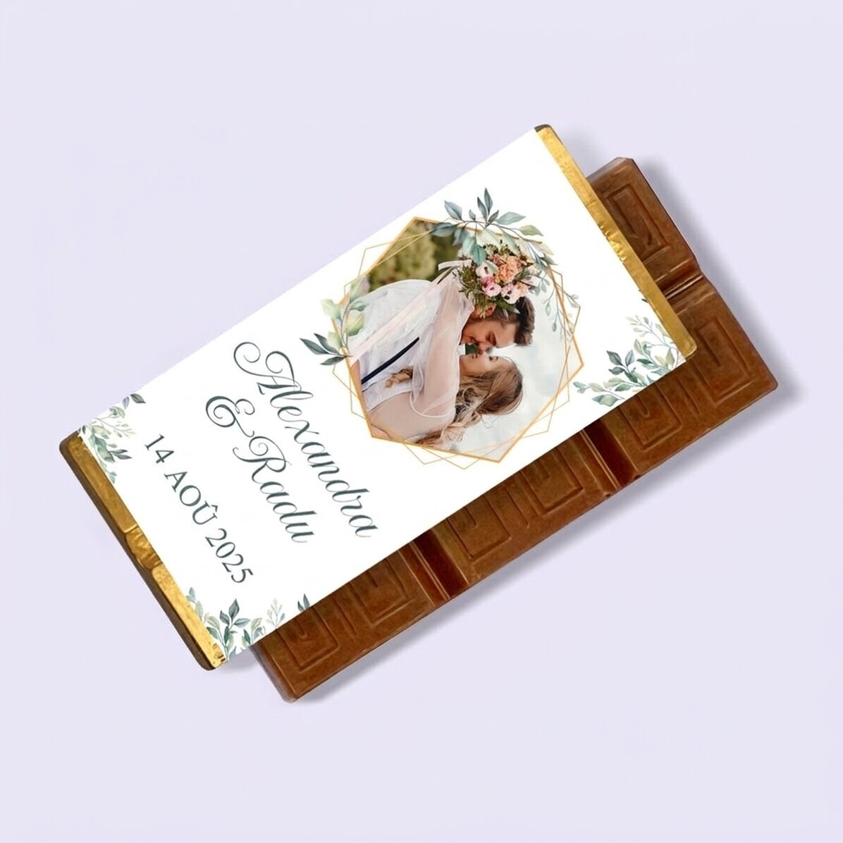 Mini-tablette de chocolat personnalisée avec photo et texte - Elegance