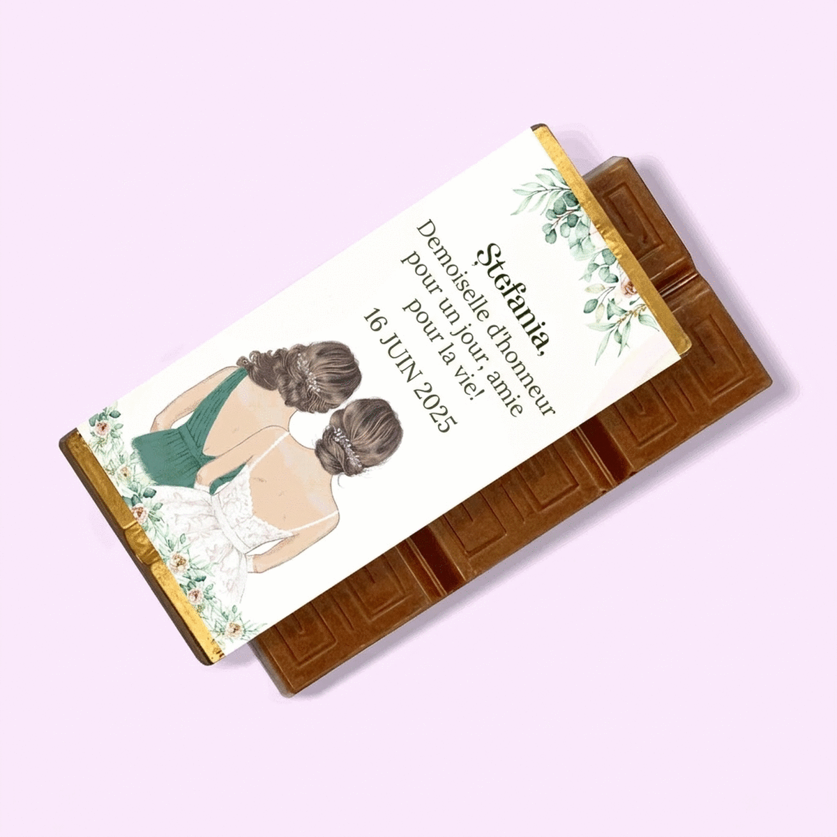 Mini-tablette de chocolat personnalisée avec un message - Demoiselle d
