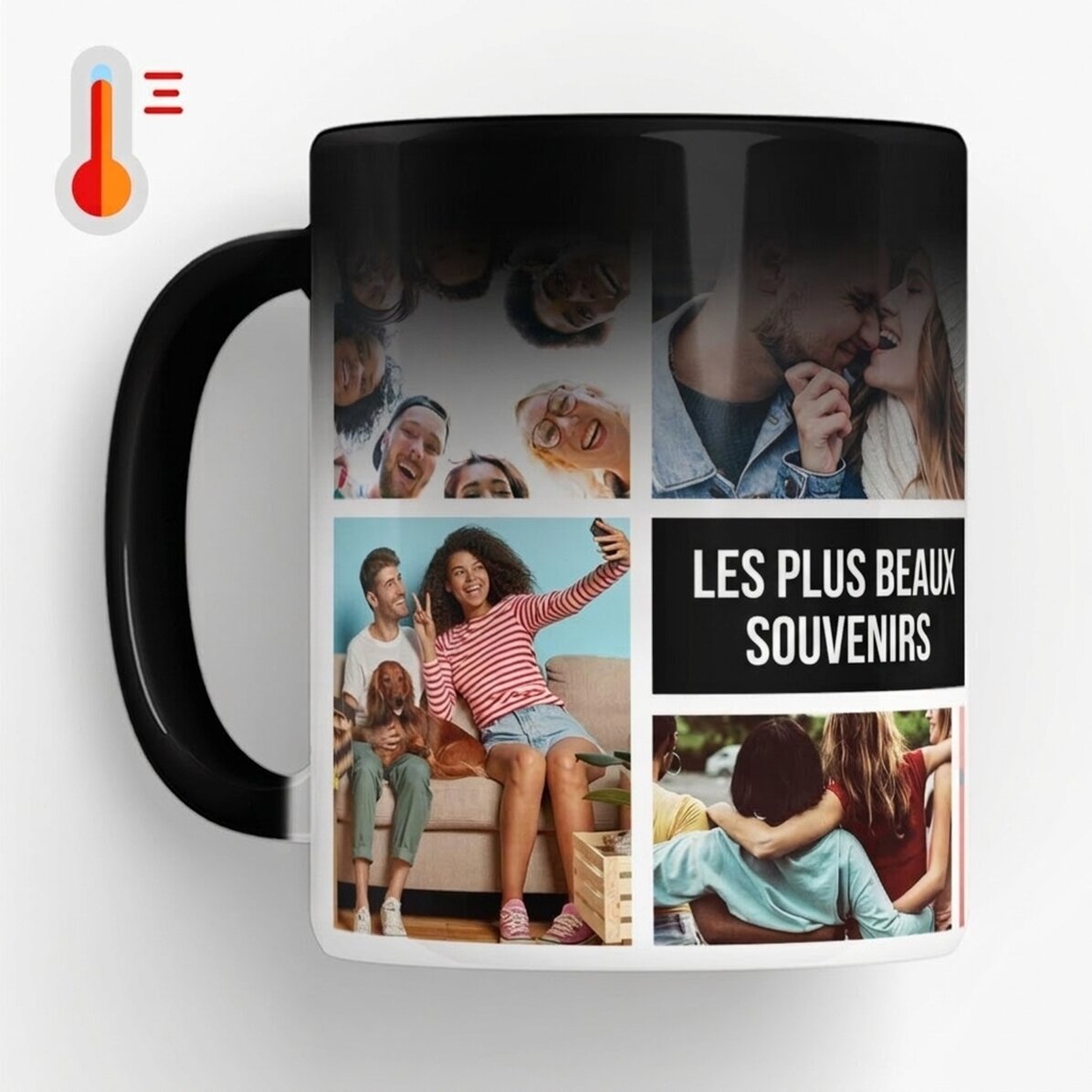 Tasse thermosensible personnalisée avec 8 photos et un texte - Les plus beaux souvenirs