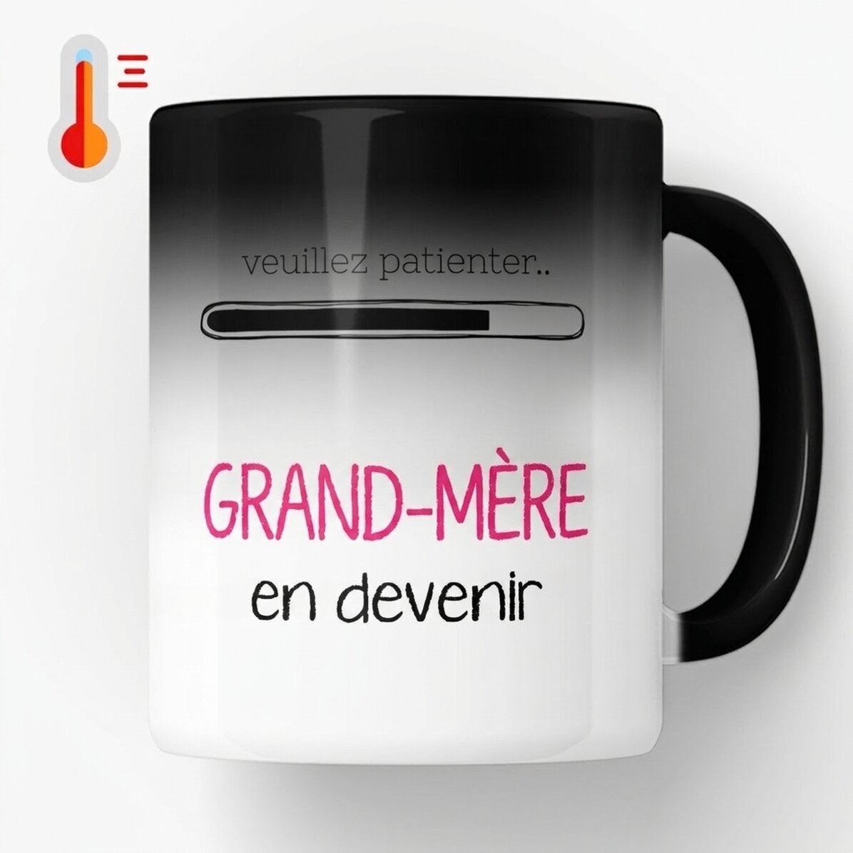Tasse thermosensible personnalisée avec inscription - « Grand-mère en devenir »