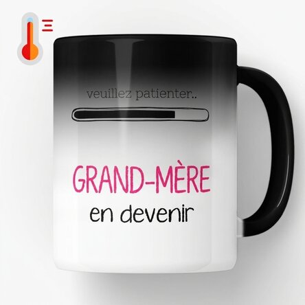 Tasse thermosensible personnalisée avec inscription - « Grand-mère en devenir »