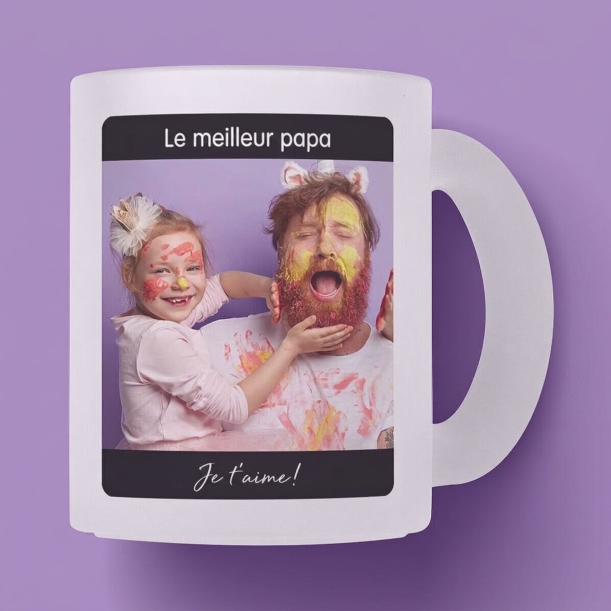 Gobelet en verre mat personnalisé avec texte et photo - Mon héros