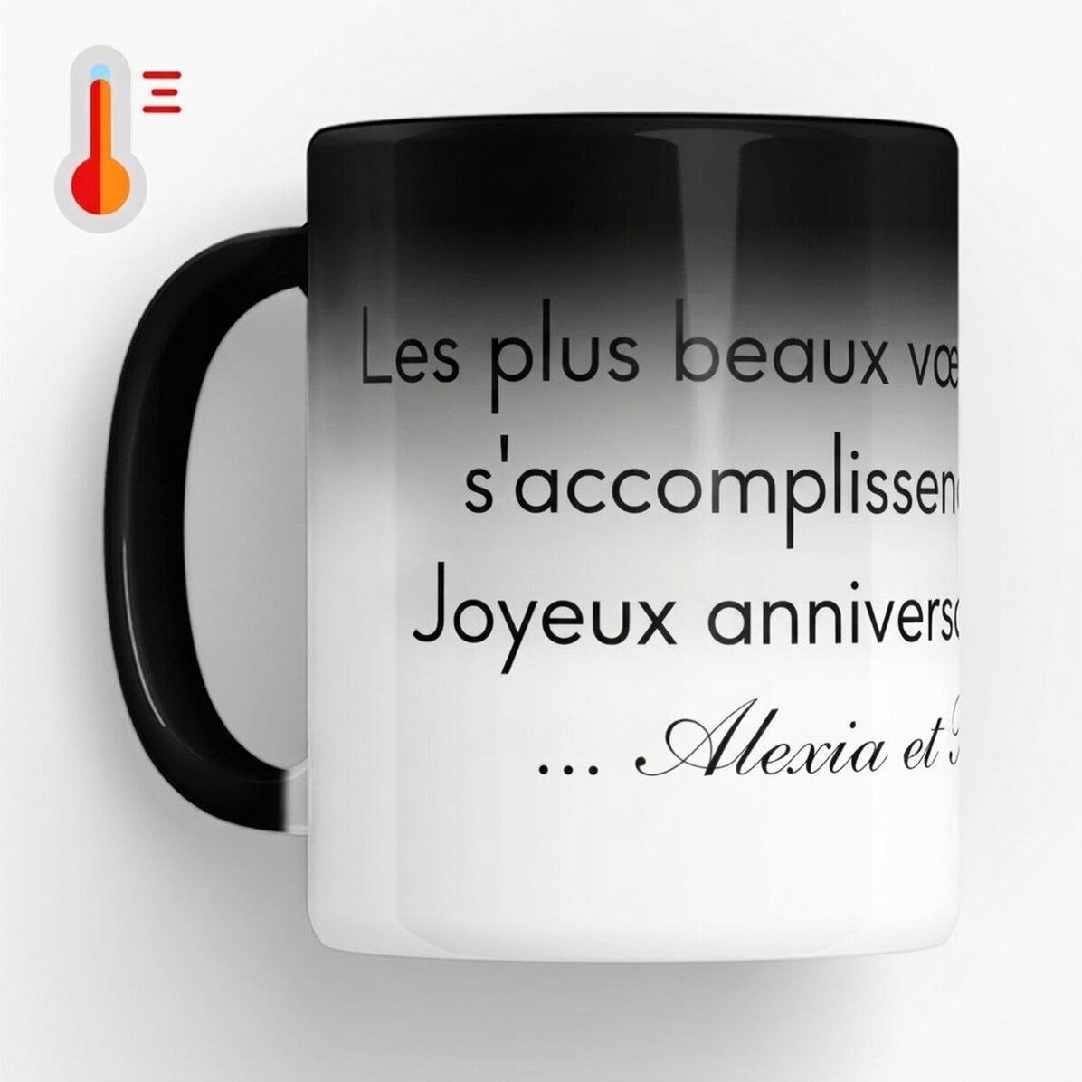 Tasse thermosensible personnalisée avec texte - Un message pour vos proches