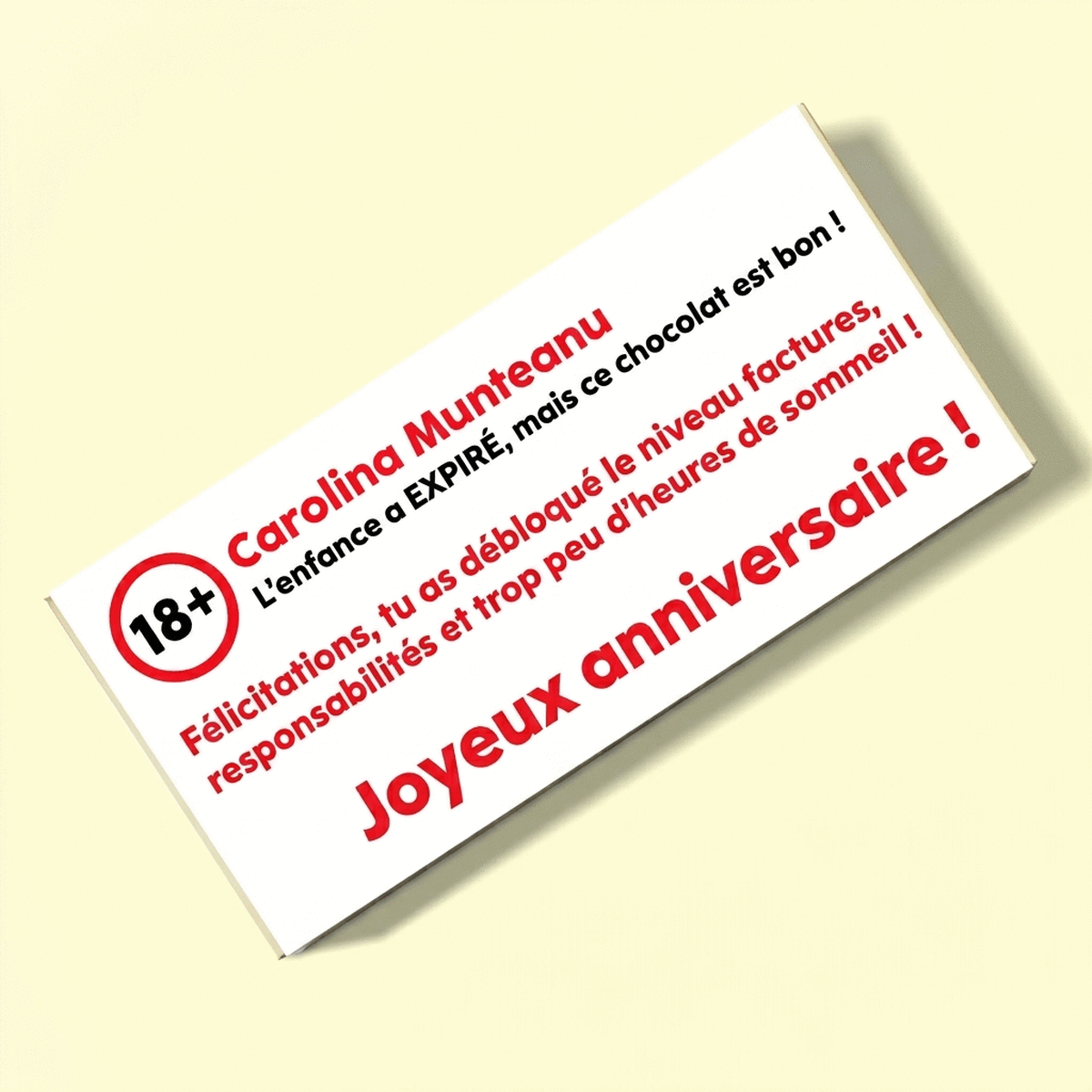 Chocolat personnalisé avec un message - Vœux d