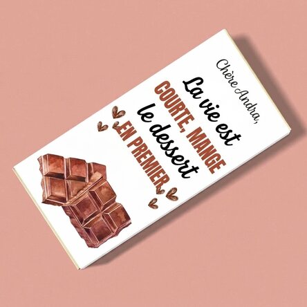 Chocolat personnalisé avec inscription - « Life is short »