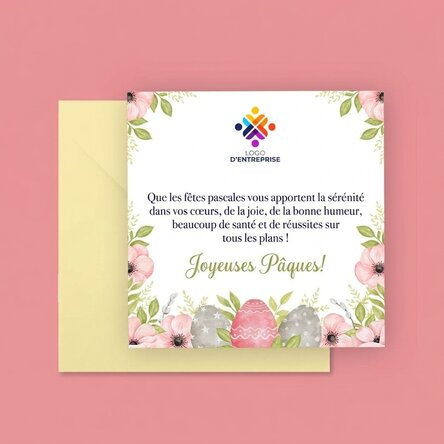 Carte carrée personnalisée avec texte et logo - Pâques