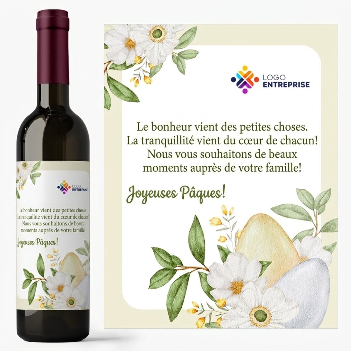 Vin personnalisé avec logo et message - Pâques