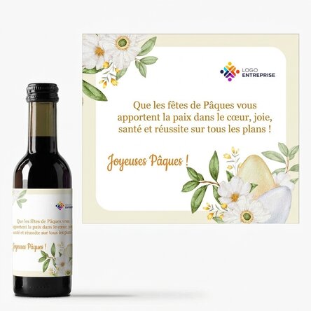 Mini-bouteille de vin personnalisée avec logo et message - Pâques
