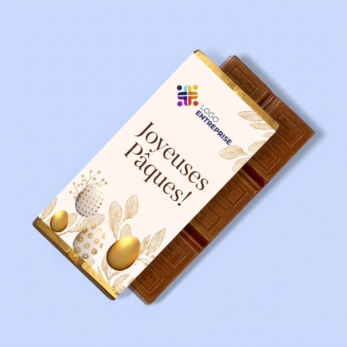 Mini-tablette de chocolat personnalisée avec logo et message - Gold Easter