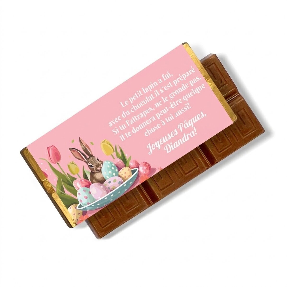 Mini-tablette de chocolat personnalisée avec un message - Lapin
