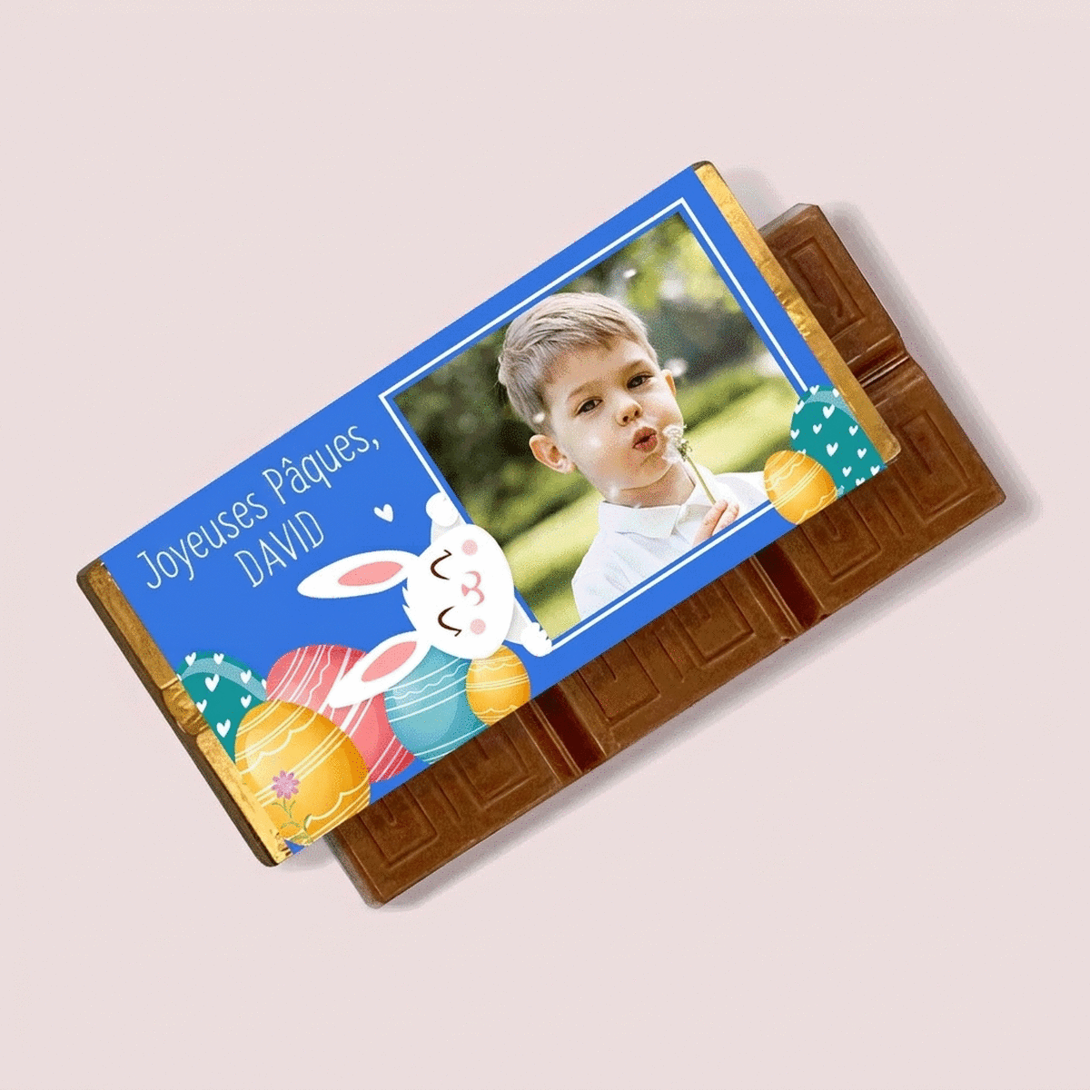 Mini-tablette de chocolat personnalisée avec un message et une photo - Pâques