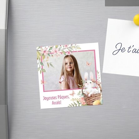 Aimant 10 x 10 personnalisé avec une photo et un message - Joyeuses Pâques !