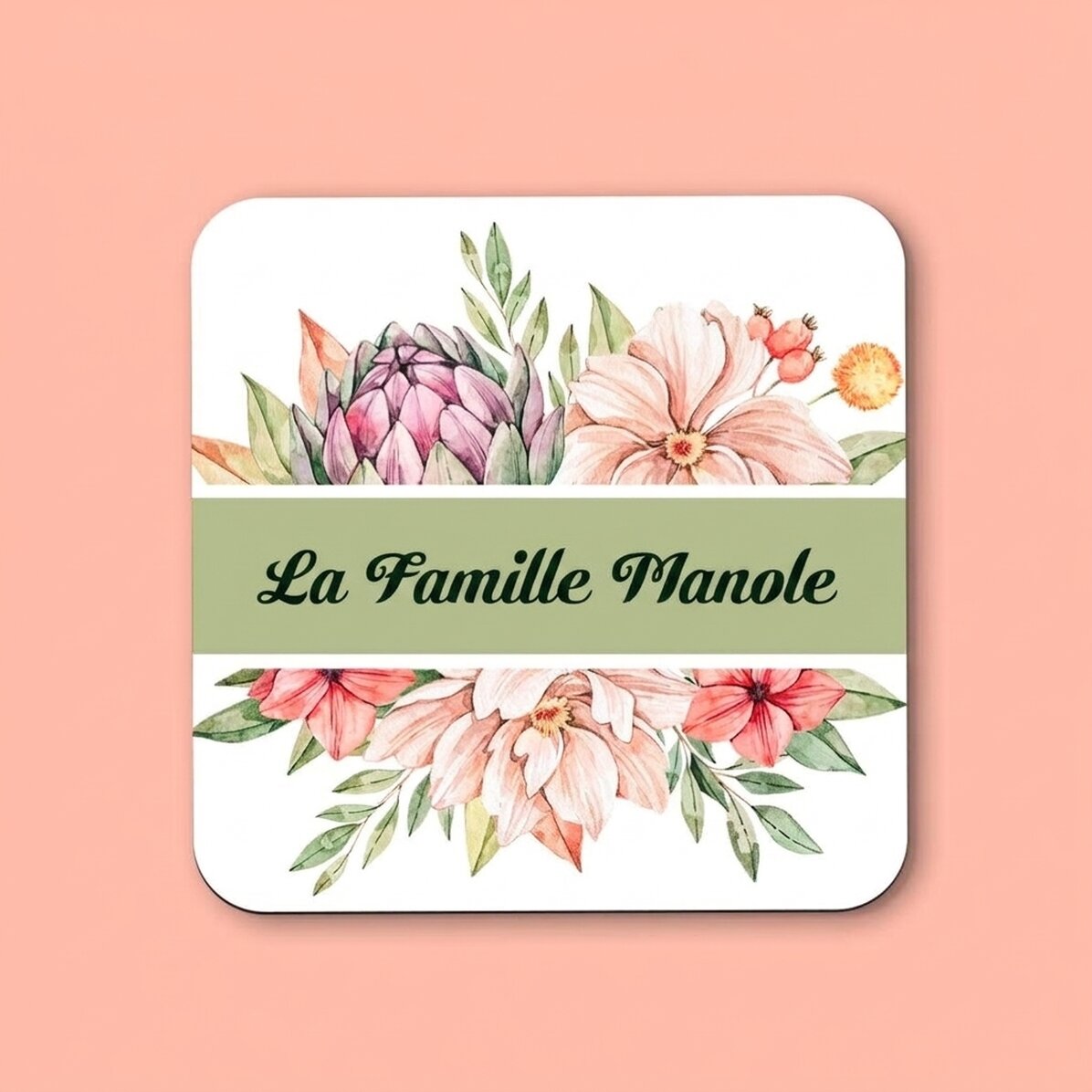 Porte-verre personnalisé avec inscription - Flowers