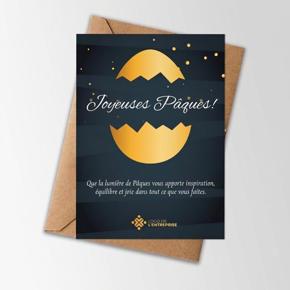 Carte personnalisée avec logo et message de Pâques - Élégante