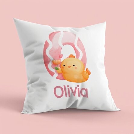 Coussin personnalisé avec prénom et initiale - Cute