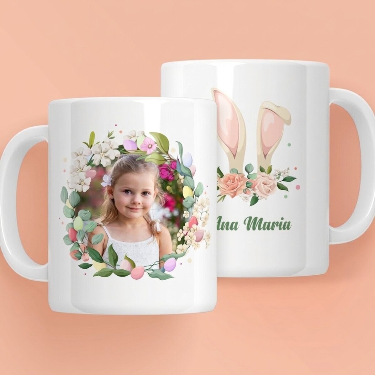 Tasse personnalisée avec nom et photo - Cute Easter
