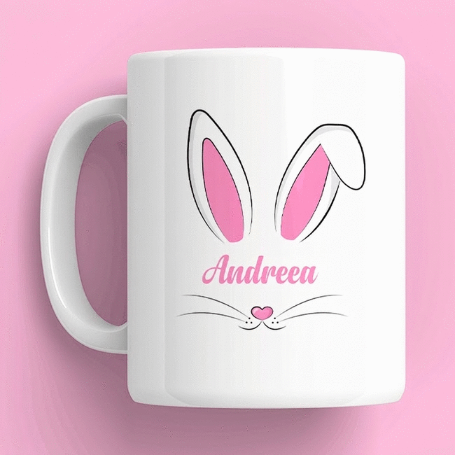 Tasse personnalisée avec un prénom et un texte - Oreilles de lapin