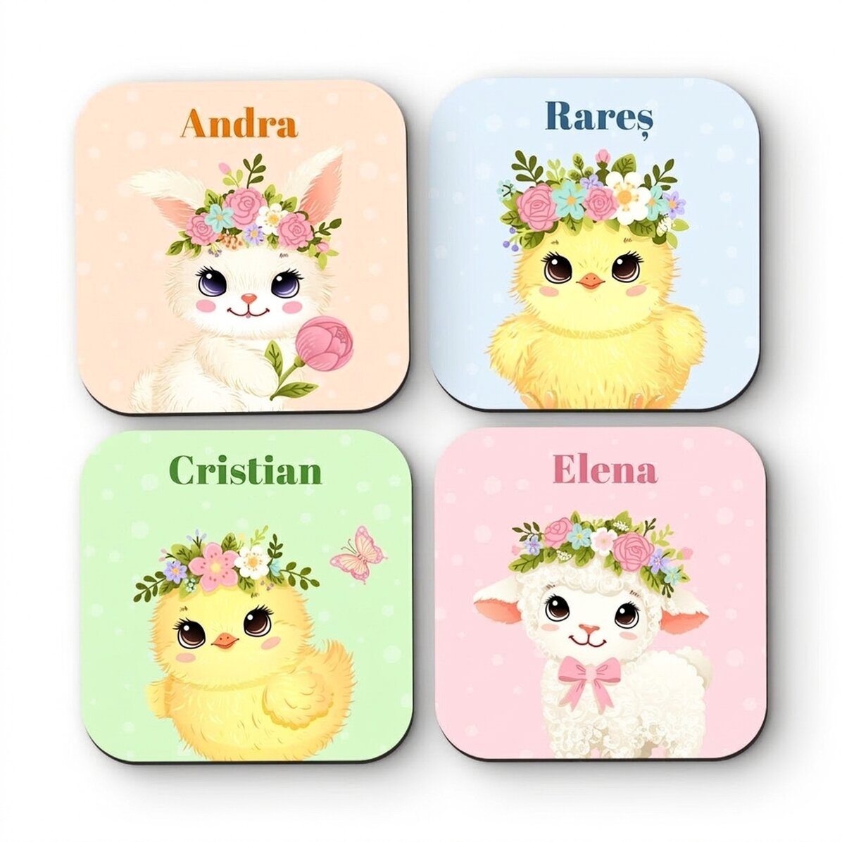 Lot de 4 sous-verres personnalisés avec un texte - Animalute