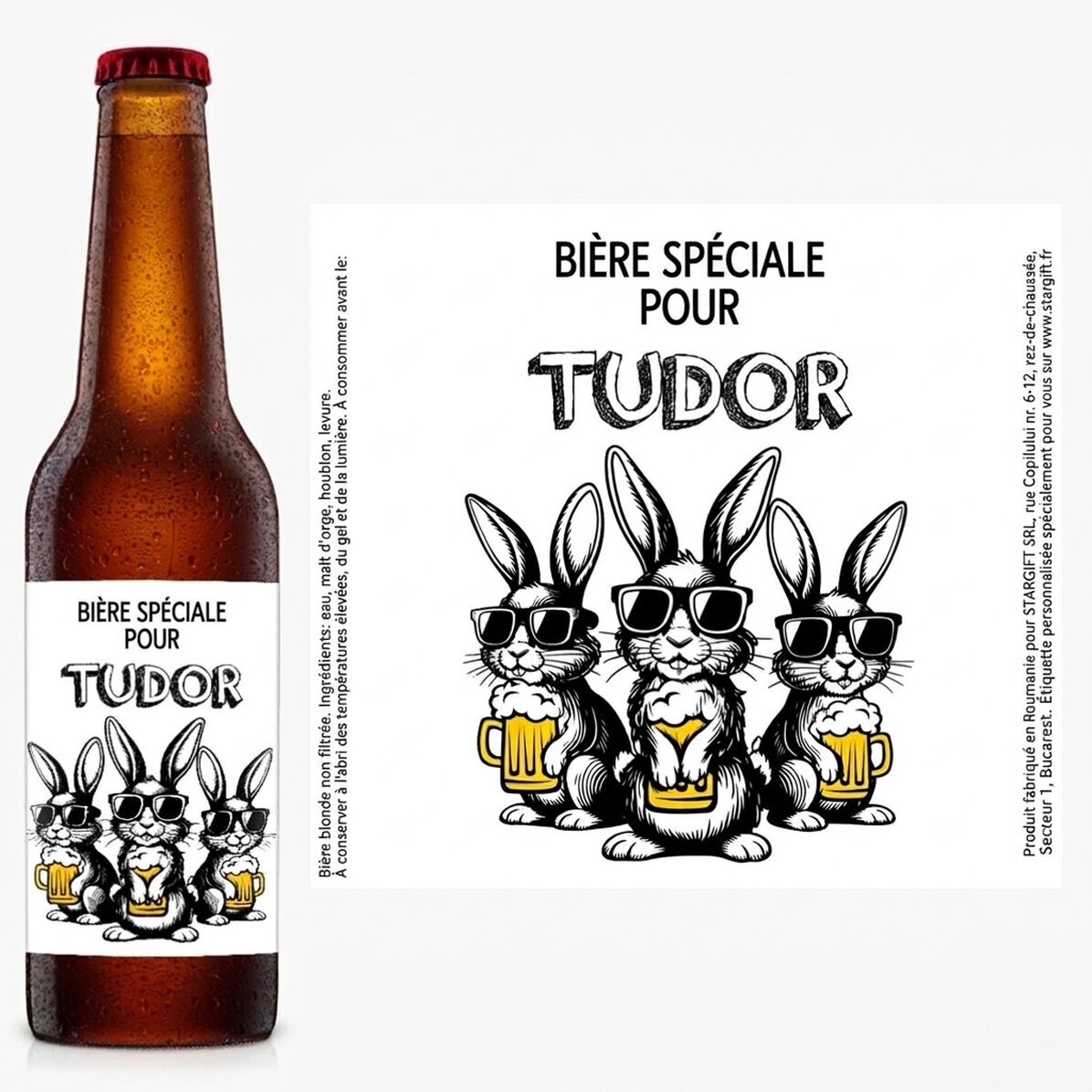 Bière personnalisée avec un message - Cool bunny