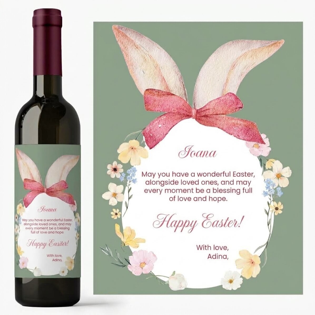 Vin personnalisé avec un message pour Pâques - Joyeuses Pâques !