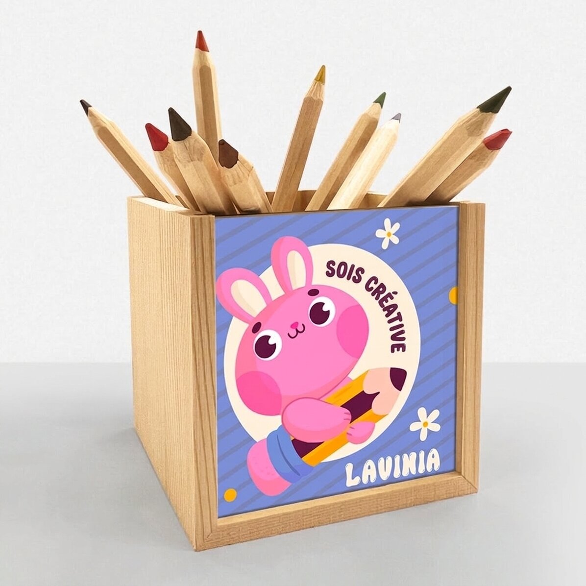 Porte-crayons personnalisé avec message - Creative bunny