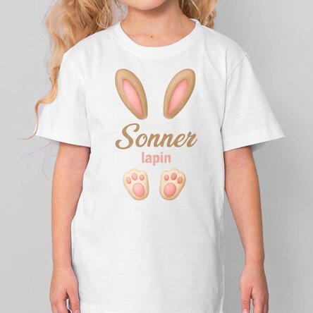 T-shirt en coton pour enfants personnalisé avec un texte - Bunny ears