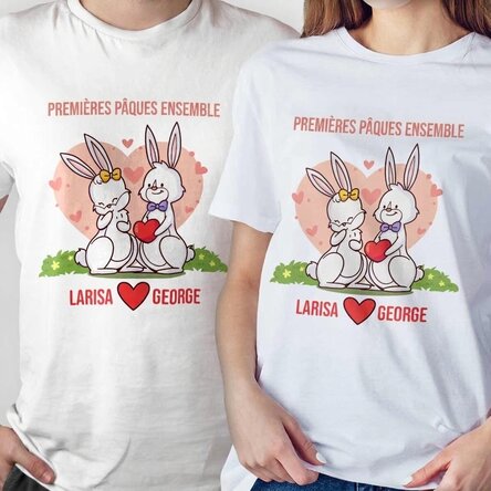 T-shirt en coton personnalisé avec un message - First Easter Together