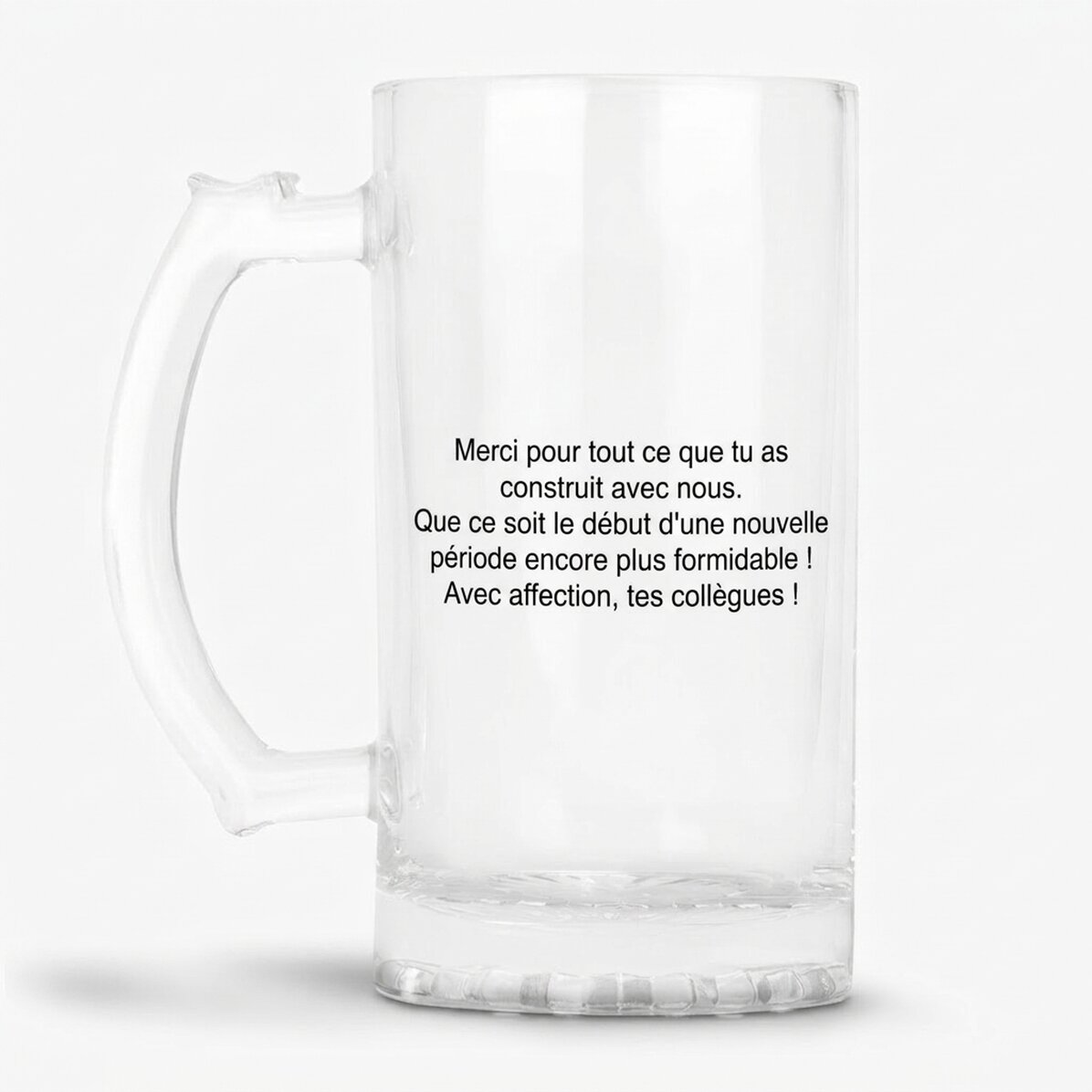 Chope à bière personnalisée avec un message