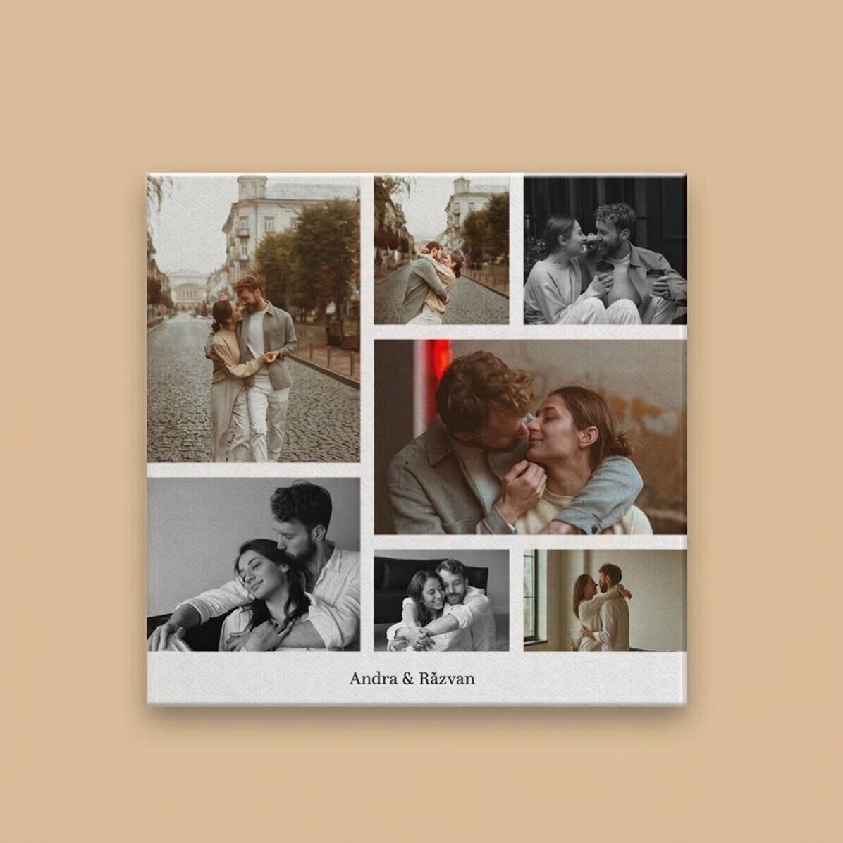 Tableau sur toile personnalisé avec 7 photos et un texte