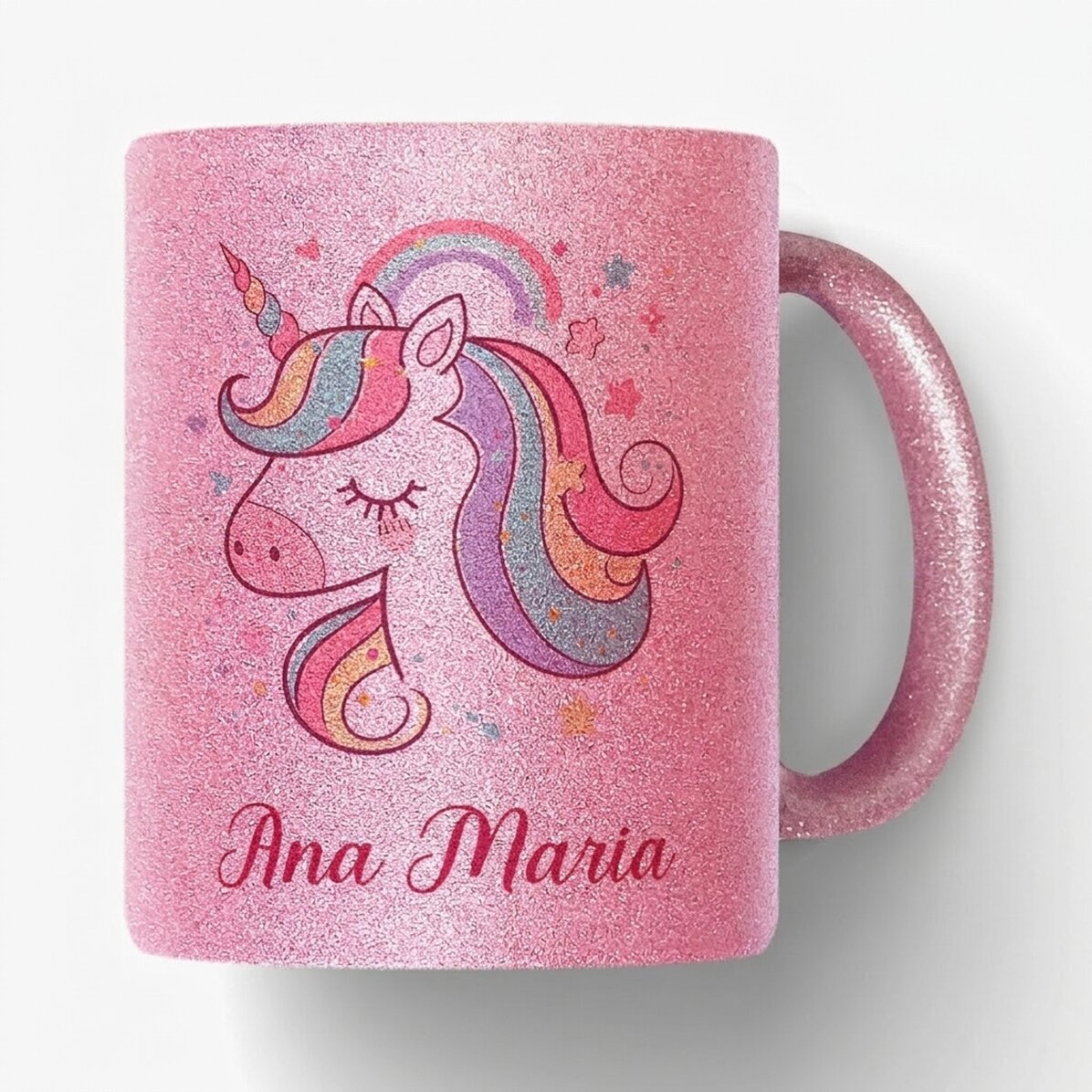 Tasse à paillettes personnalisée avec un prénom - Licorne