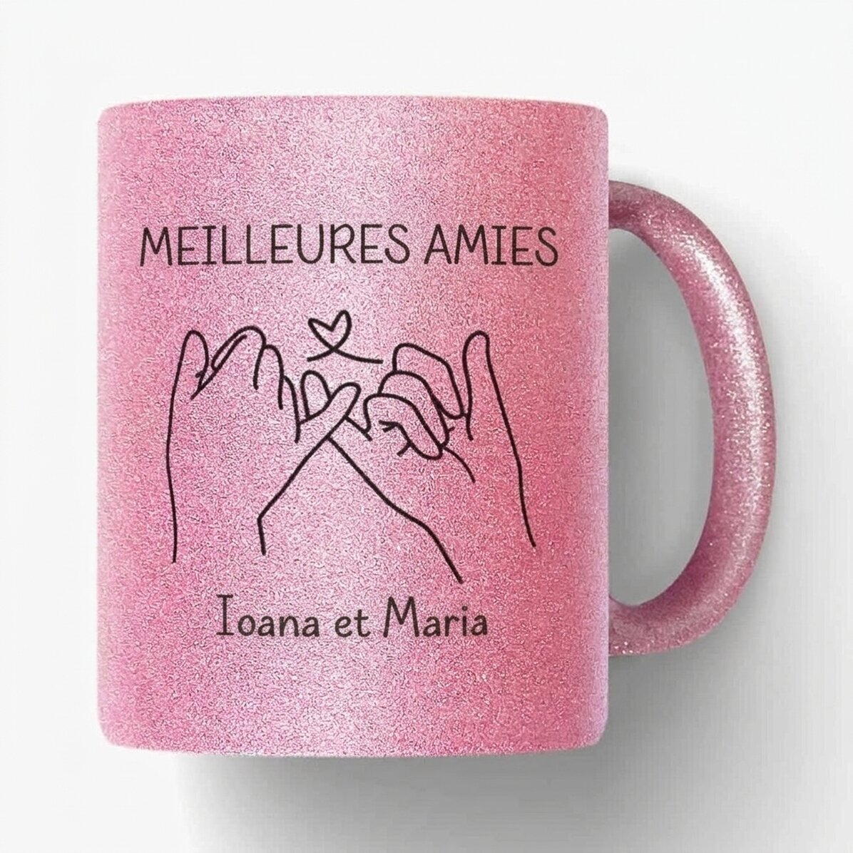 Tasse à paillettes personnalisée avec un prénom - meilleure amie