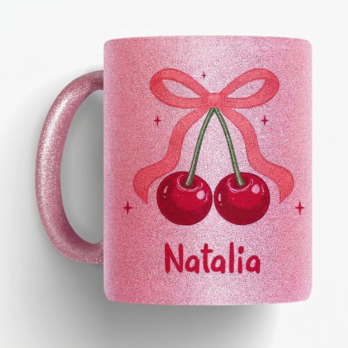 Tasse à paillettes personnalisée avec un texte - Cherry