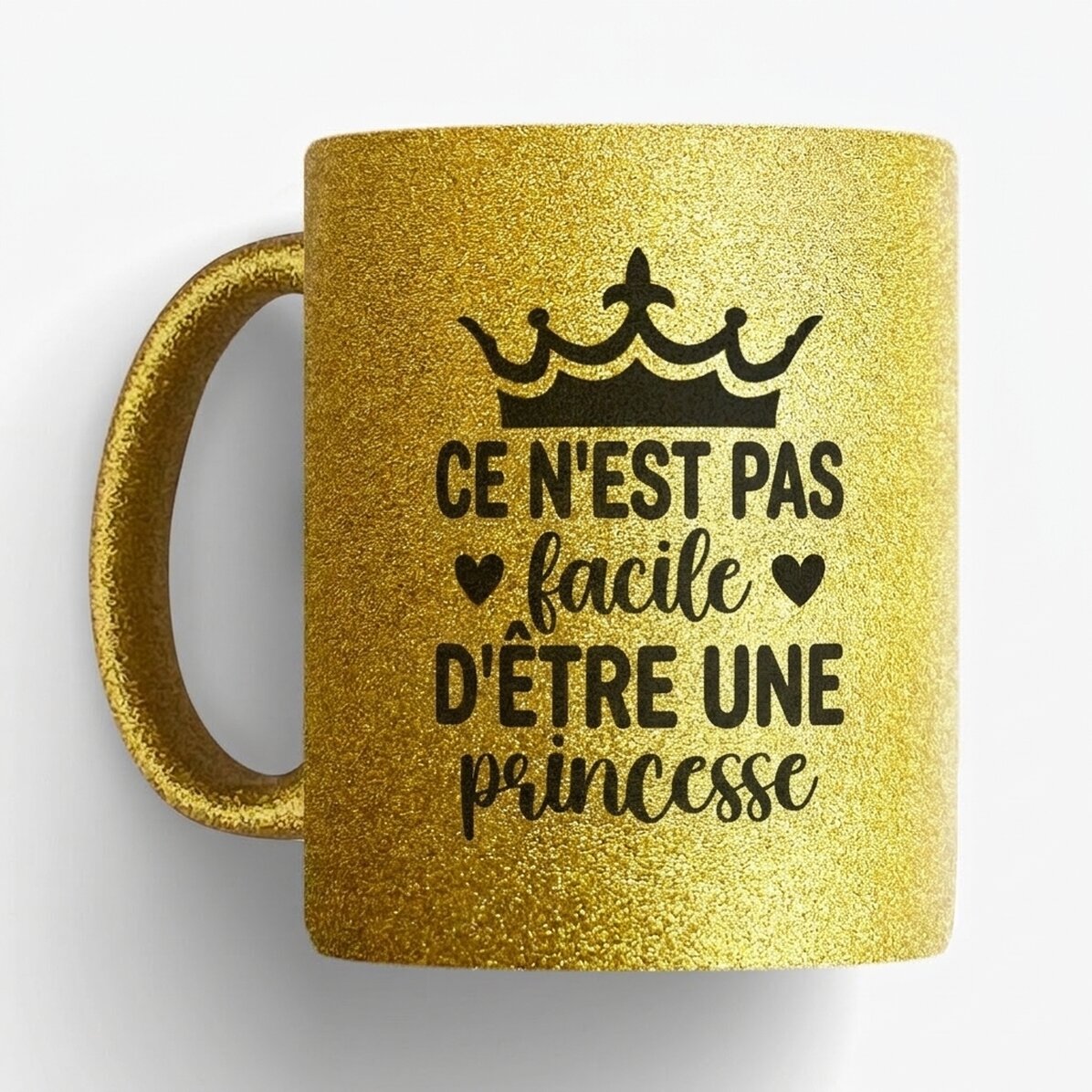 Tasse à paillettes personnalisée avec un texte - Princess