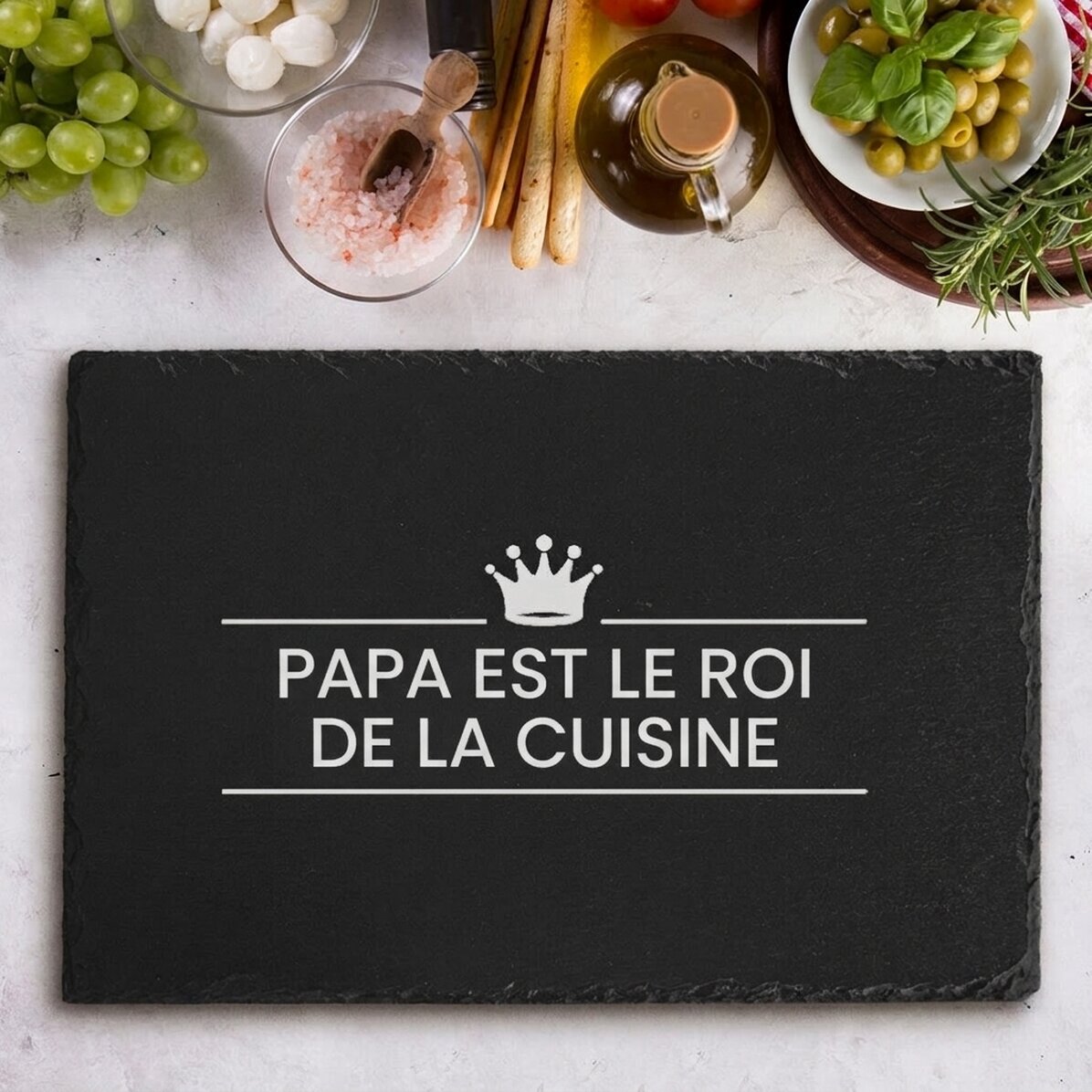 Plaque en ardoise gravée et personnalisée avec un texte - The King Of The Kitchen