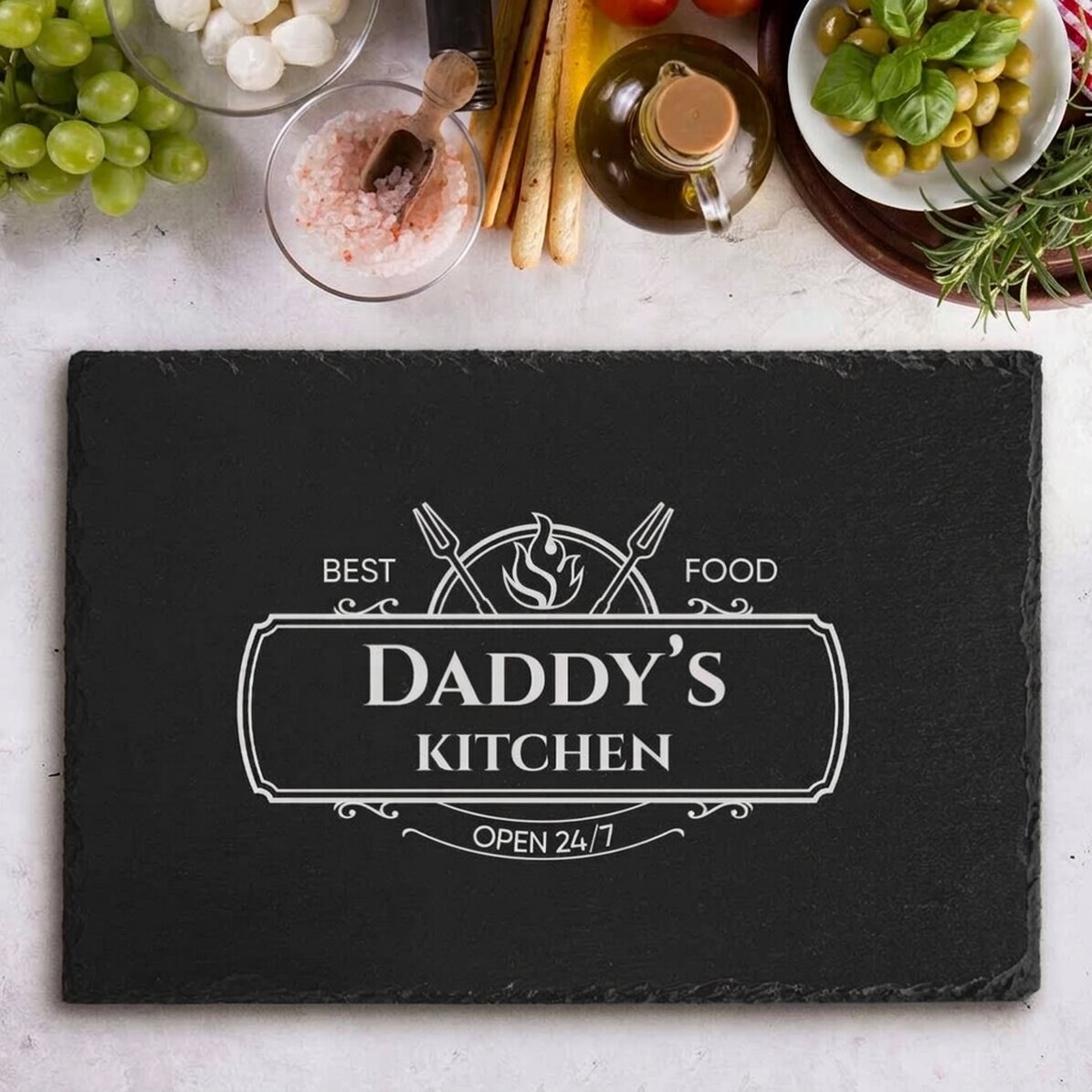 Plaque en ardoise gravée et personnalisée avec un texte - Cuisinier