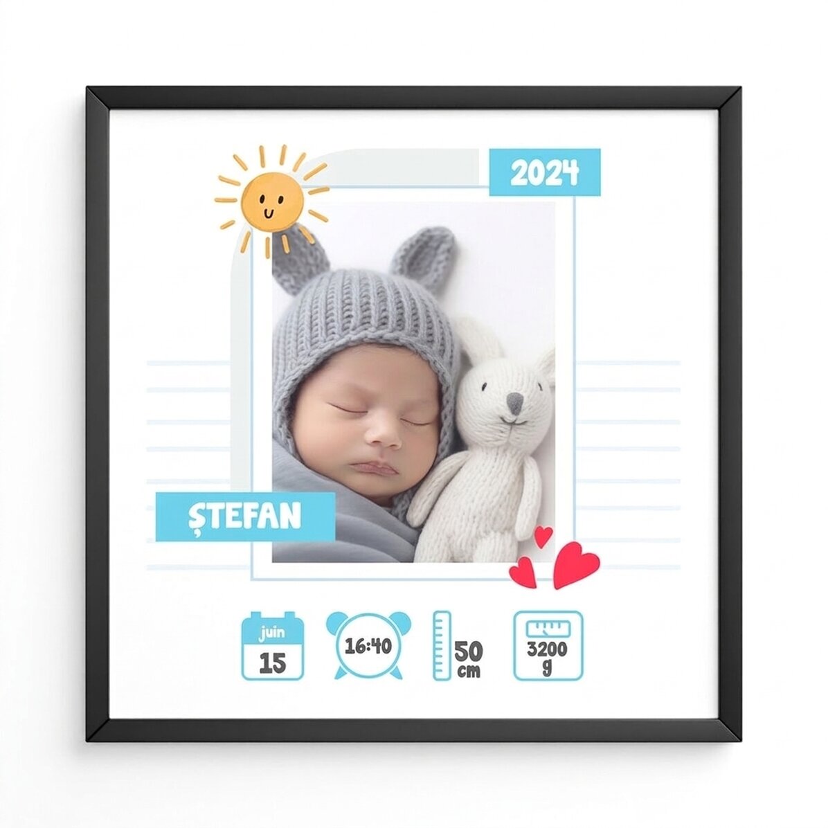 Tableau personnalisé avec une photo et un message - Hello, Baby