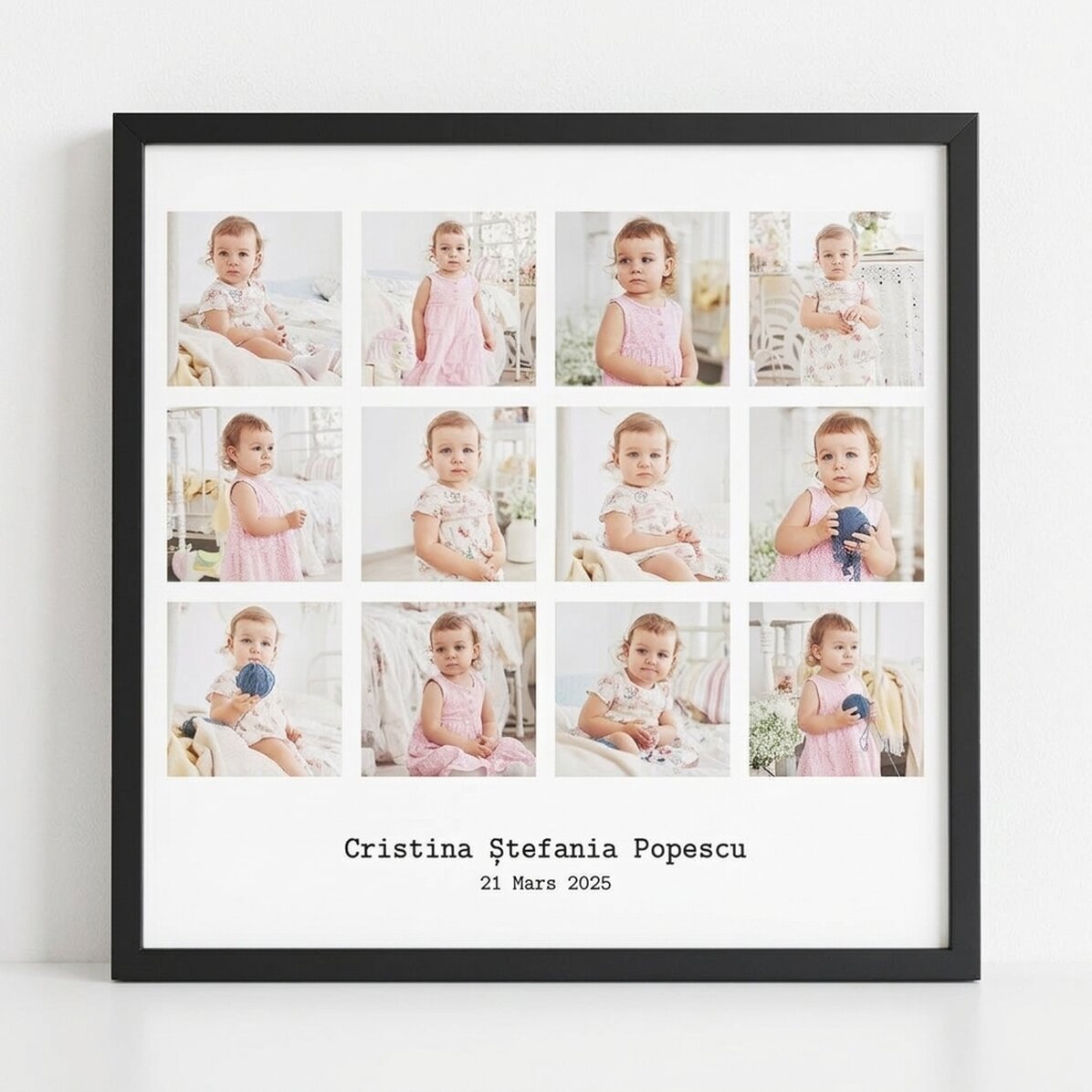 Tableau personnalisé avec 12 photos et un texte