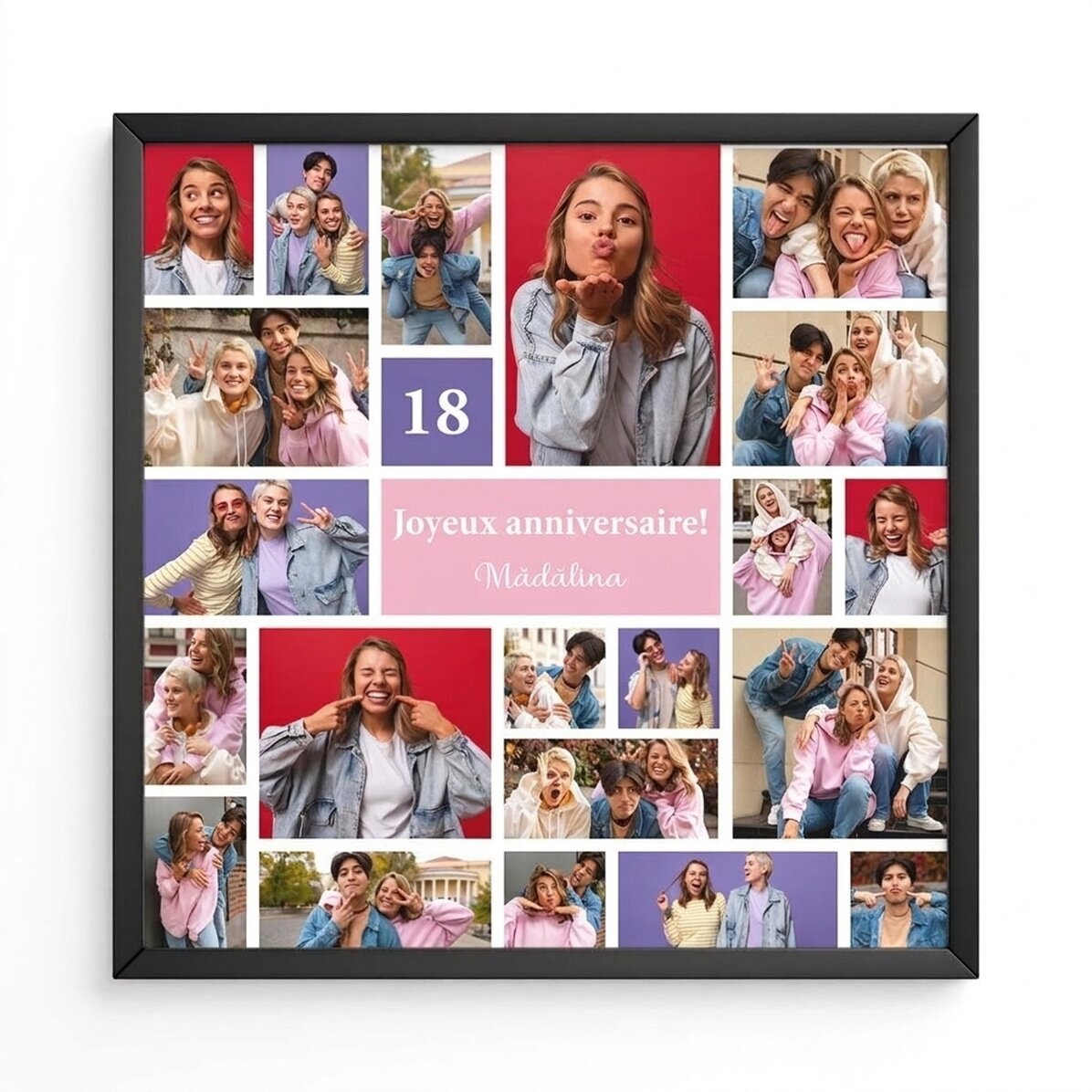 Tableau personnalisé avec 21 photos et un texte - Collage