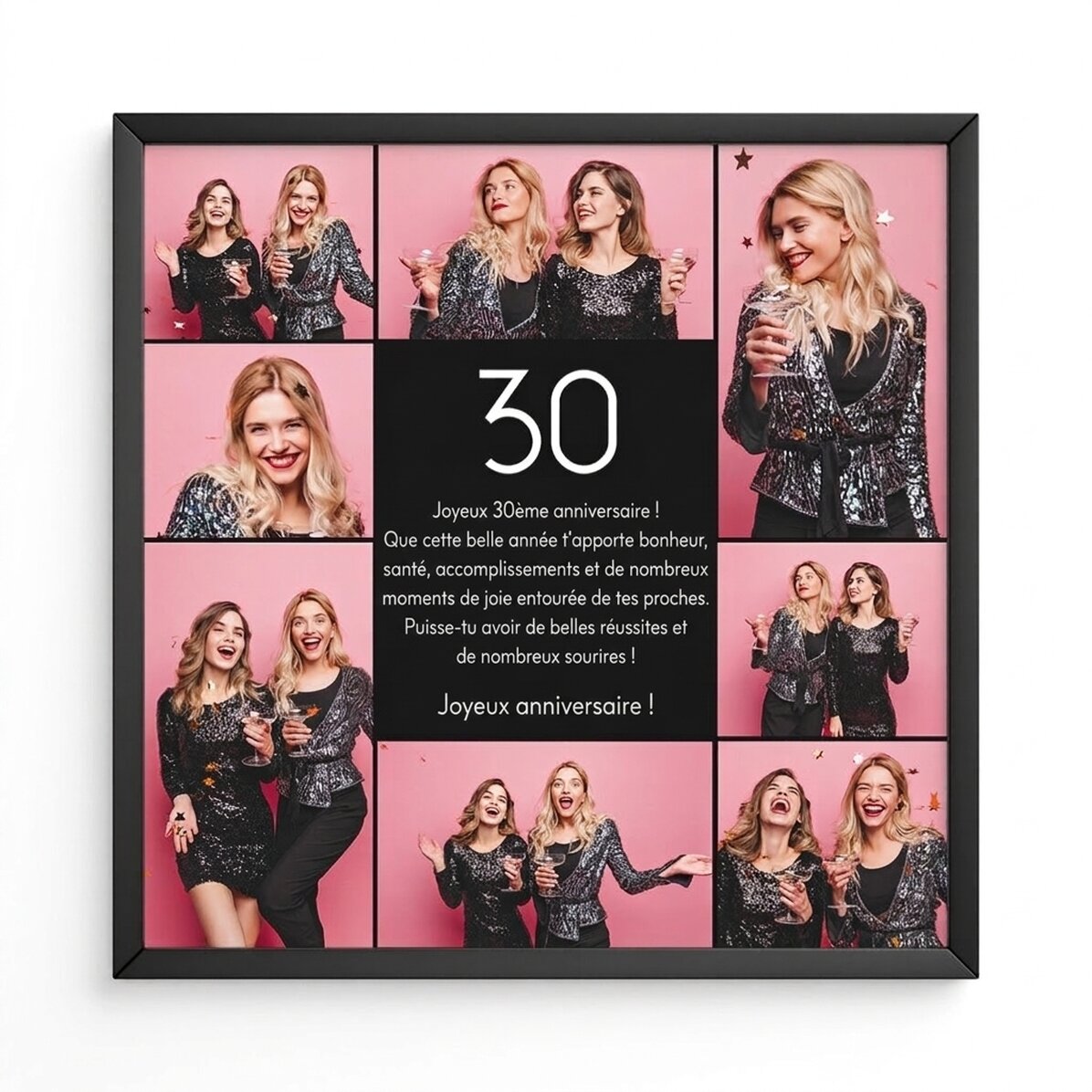 Tableau personnalisé avec 8 photos et un texte - Joyeux anniversaire