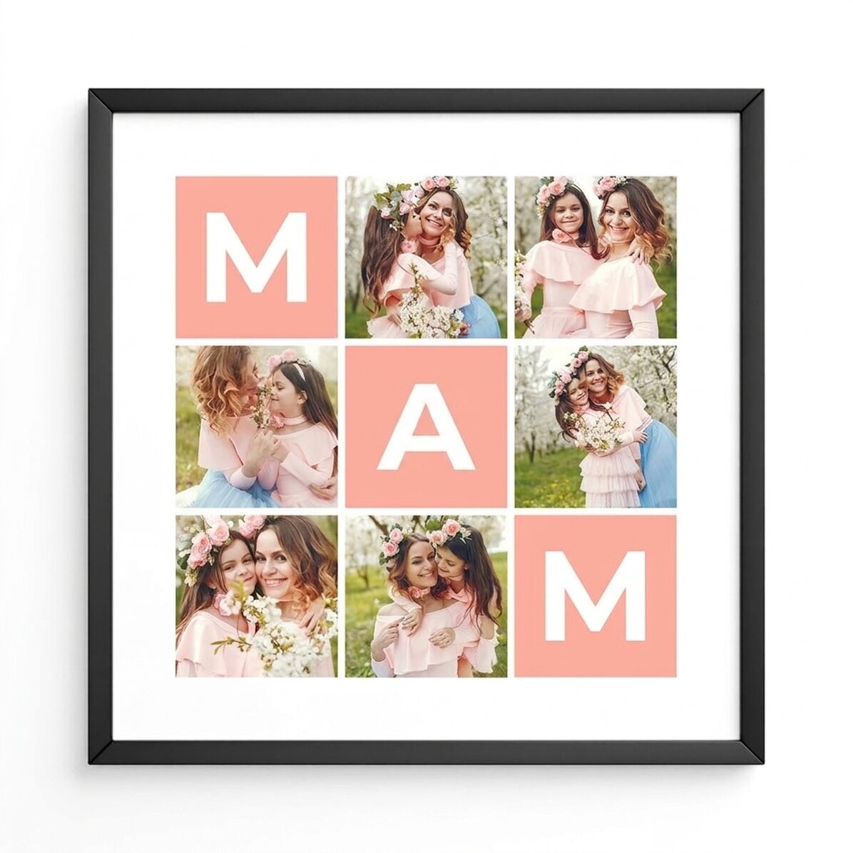 Tableau personnalisé avec 6 photos et un texte - Family