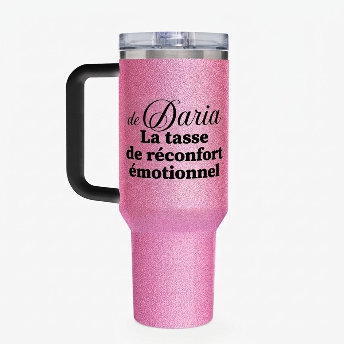 Tasse isotherme personnalisée avec poignée et paille - Emotional Support