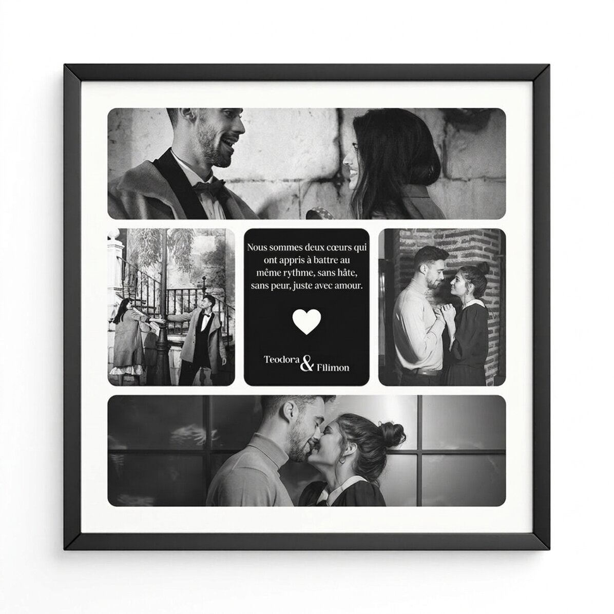 Tableau personnalisé avec 4 photos et un texte - Pure love