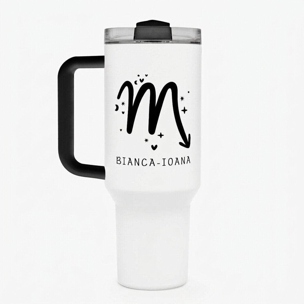 Tasse isotherme avec poignée et paille, personnalisée avec un texte - Signe du Scorpion