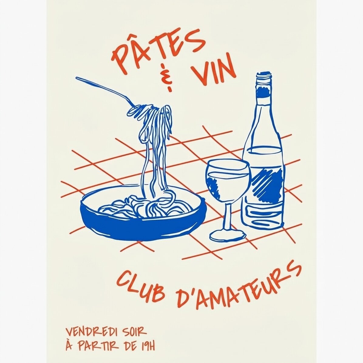 Affiche « Pasta & Wine »