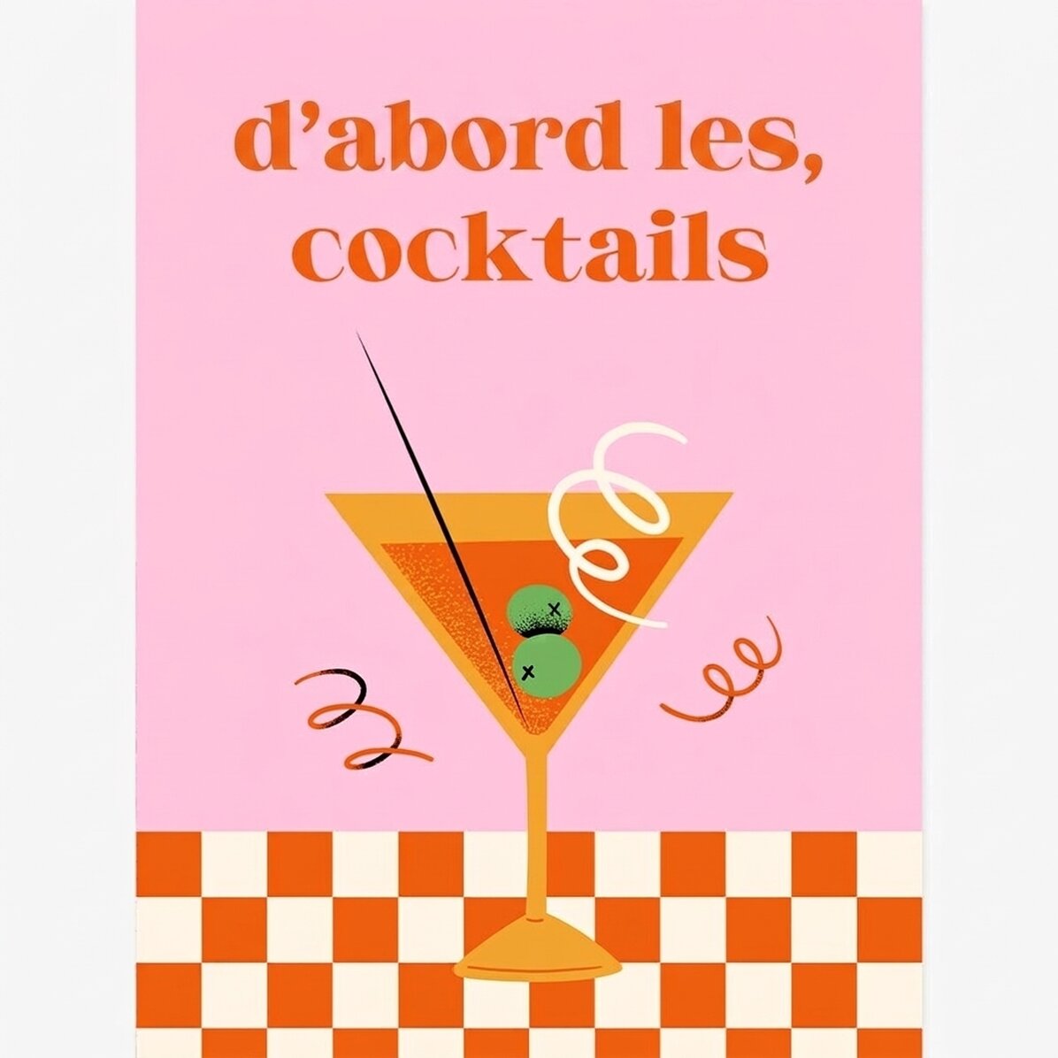 Affiche « But first, cocktails »
