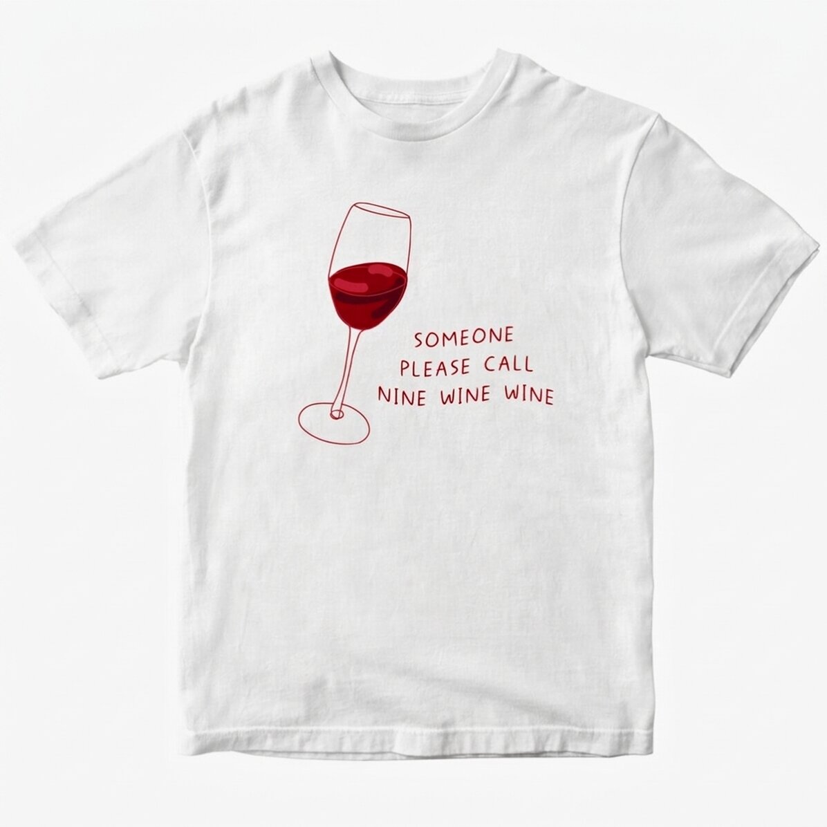 T-shirt en coton personnalisé avec un texte - Call Nine Wine Wine