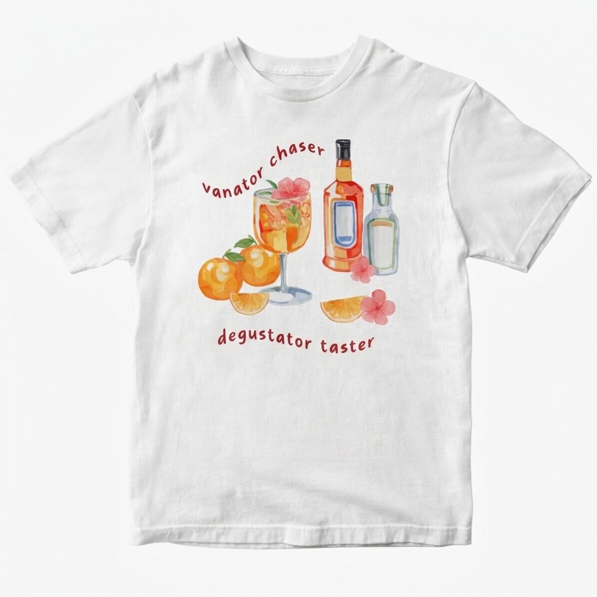 T-shirt en coton personnalisé avec inscription - Sunset & cocktails